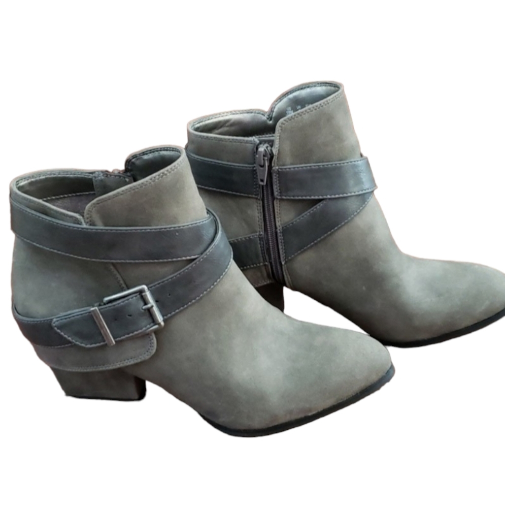Life Stride Gray Suede High Heel Wendy Boots Size 10